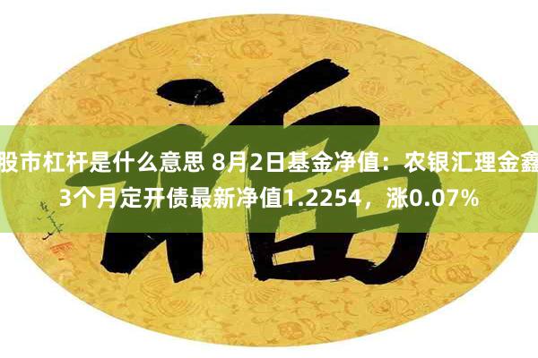 股市杠杆是什么意思 8月2日基金净值：农银汇理金鑫3个月定开债最新净值1.2254，涨0.07%