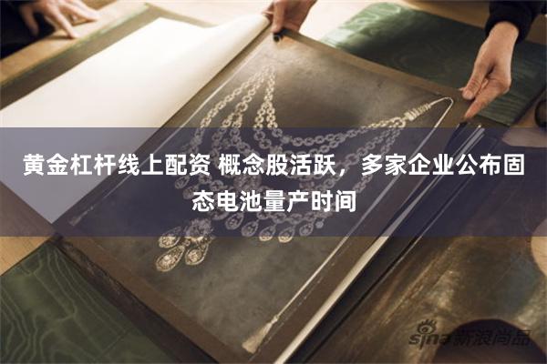 黄金杠杆线上配资 概念股活跃，多家企业公布固态电池量产时间